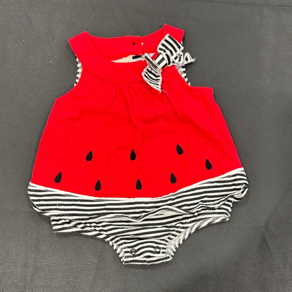 First Impressions Red and Black Watermelon Bodysuit